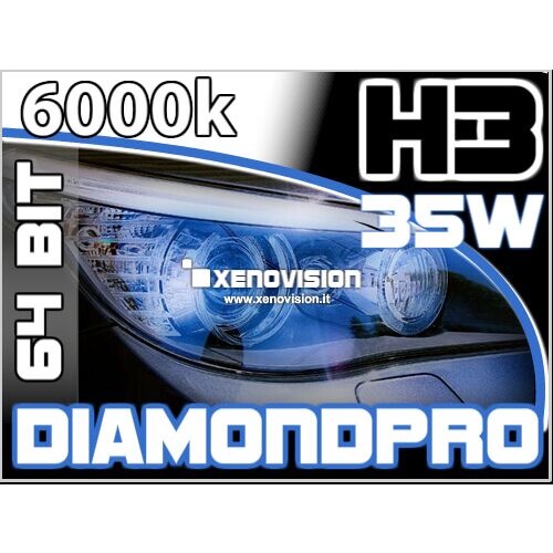 0 Kit Xenon H3 6000k 35W 64Bit DiamondPRO Alta Qualita Bianco Lunare <p>Kit Xenovision H3 6000k 35W DiamondPRO ad architettura digitale 64-Bit. Lampade H3 Bianco Lunare. Ket KOREA, Qualita Garantita 2 anni</p>
