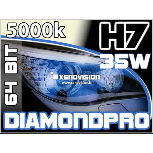 <p>Kit Xenon H7 5000k 35W DiamondPRO Xenovision ad architettura digitale  64-Bit. Lampade xenon H7 Bianco Solare. Ket KOREA, Qualita Garantita 2  anni </p>