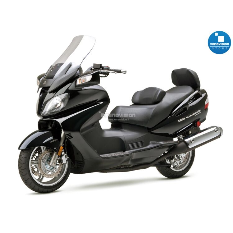0 Kit Xenon Suzuki Burgman - 1999 in poi - Anabb. + Abb. 35W - 6000k Kit Xenon 35W specifico per il faro del Suzuki Burgman dal 1999 in poi. Plug&Play zero spie, contiene tutto l'occorrente. Luce Bianco Lunare 6000k.